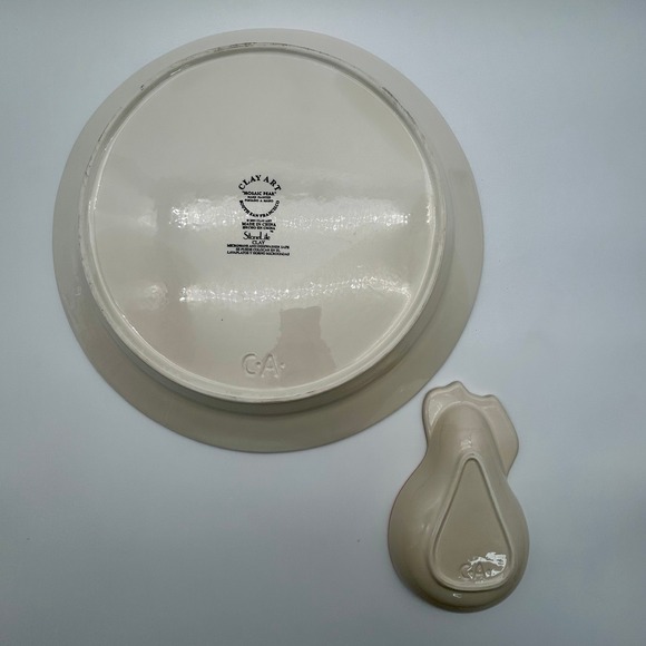 Clay Art‎ Mosaic Pear Stonelite Decorative Plate Dish Set Kitchen Decor - Picture 4 of 7